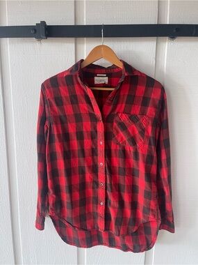 Ralph Lauren Denim & Supply Red and Black Plaid Boyfriend Cut Shirt